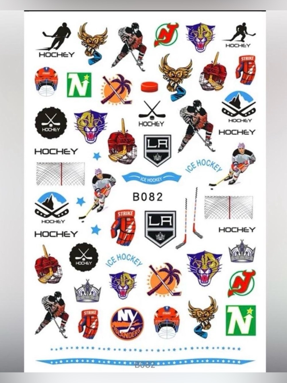 $2 Ice Hockey nail Stickers Sheet $2 WITH ANY $10 ORDER OR MORE